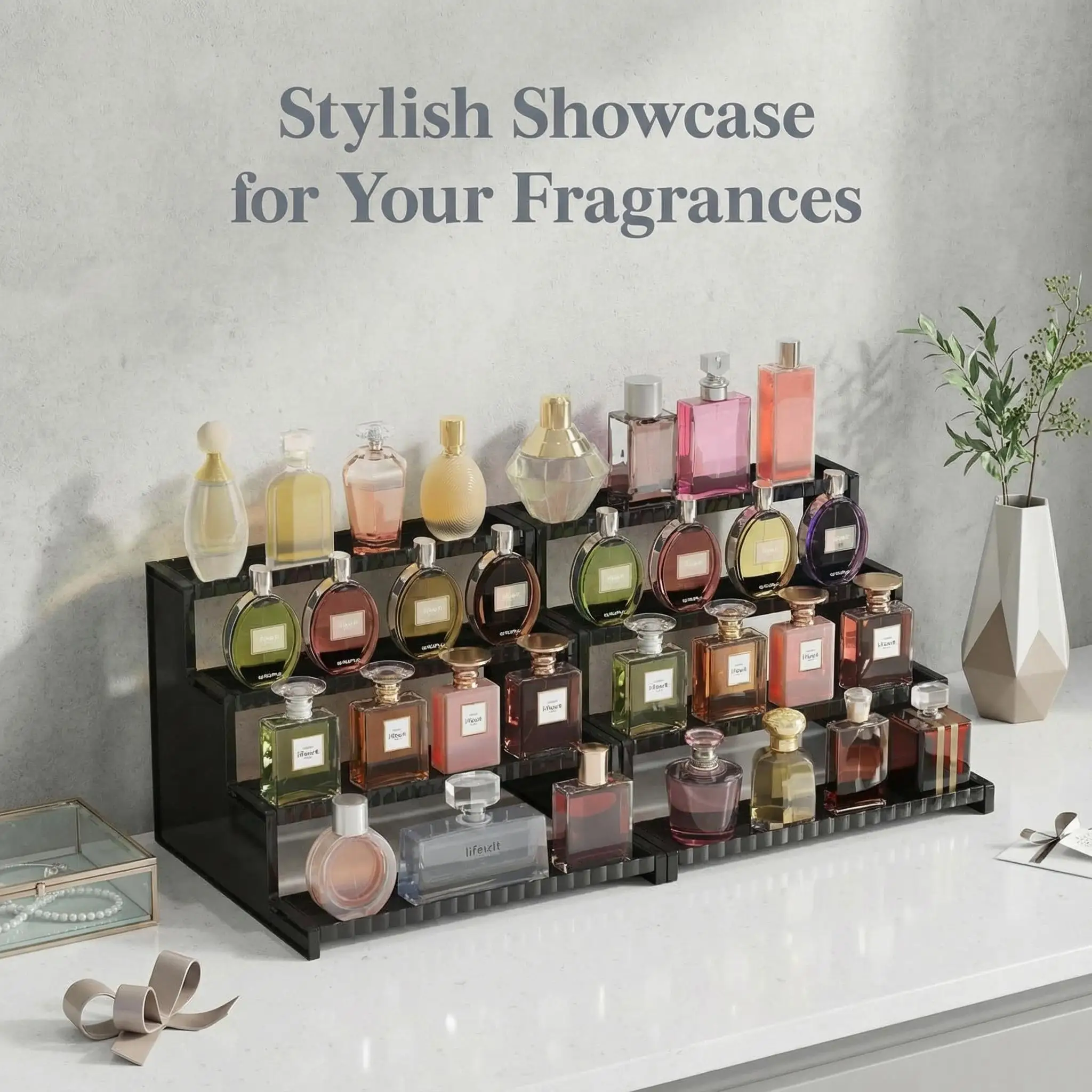 Perfume Fragrance Holder - Rak Display Hitam 4 Tingkat 12